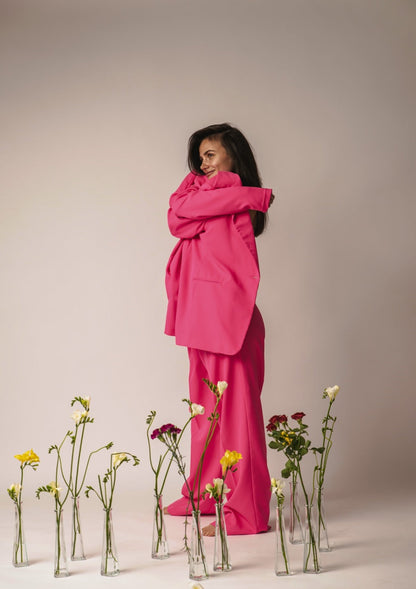 Розов комплект със сако и панталони - Didro