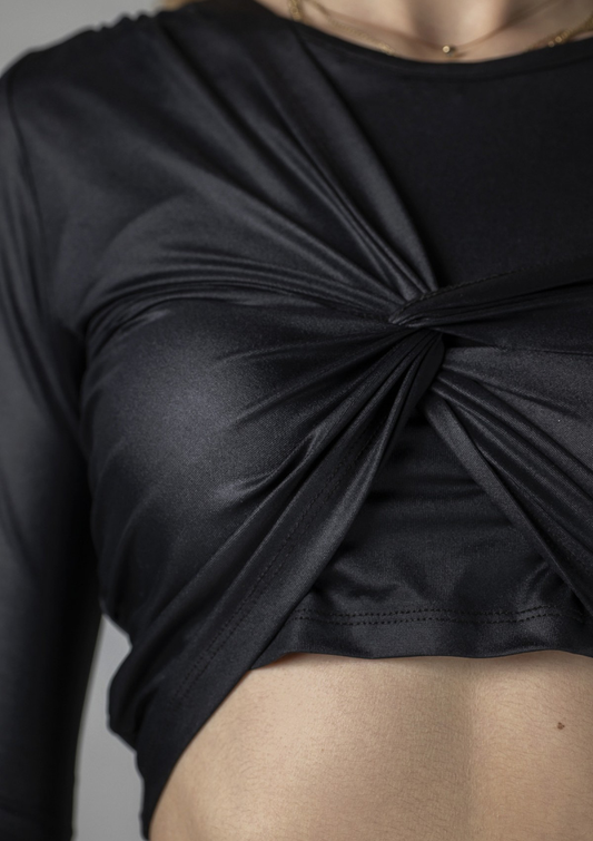 Блуза с двойна предна част в черен цвят Didro