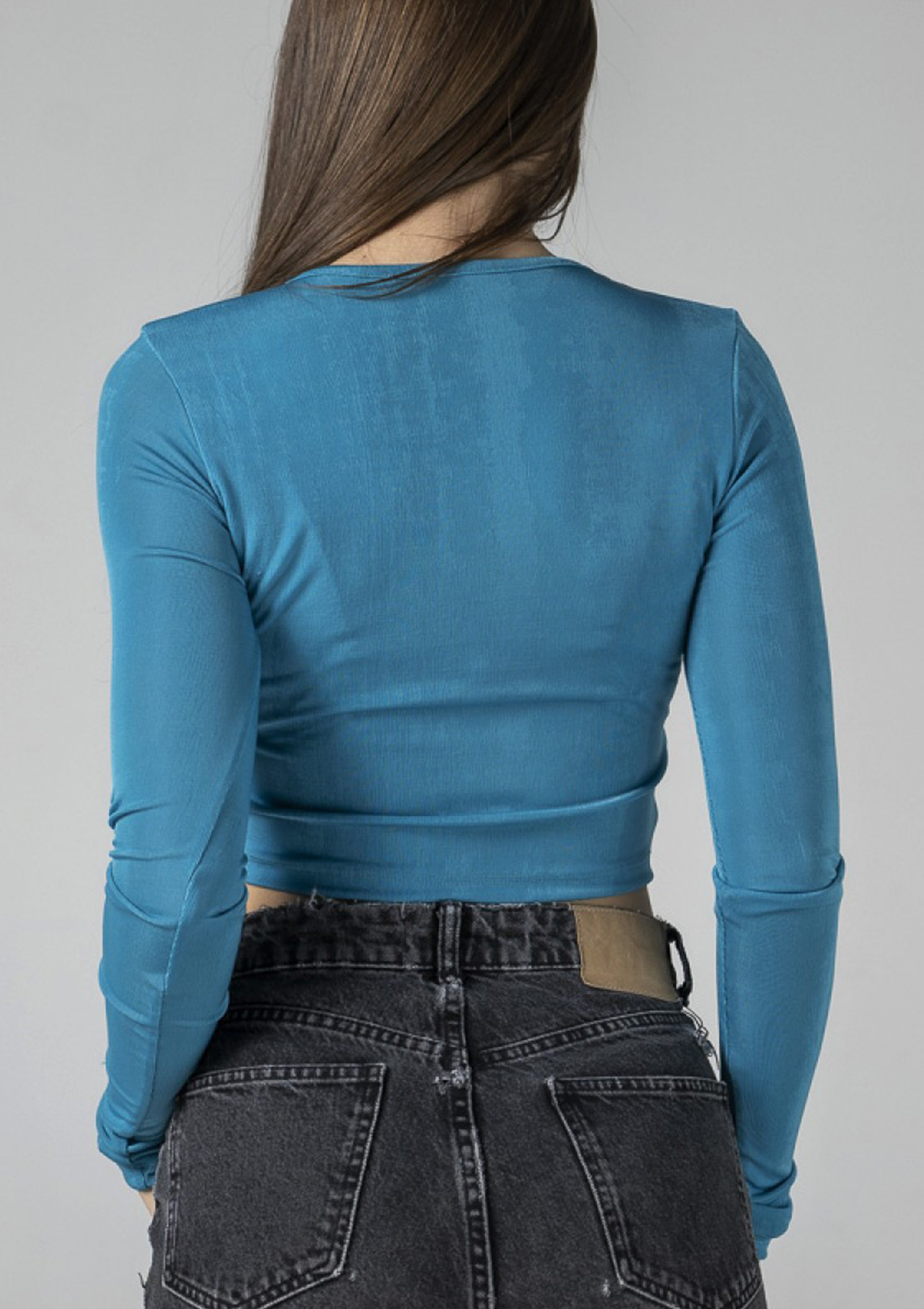 Блуза с двойна предна част в син цвят Didro